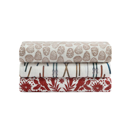 Eddie Bauer - Twin Sheets, Cotton Flannel Bedding Set, Brushed For Extra Softness, Cozy Home Decor (Little Creek Pine Cone Beige, Twin)