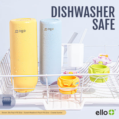 Ello Pop & Fill 32oz Stainless Steel Water Bottle with Quick Fill Technology, Double Walled and Vacuum Insulated Metal, Leak Proof Locking Lid, Sip and Chug, Reusable, BPA Free, Aurora