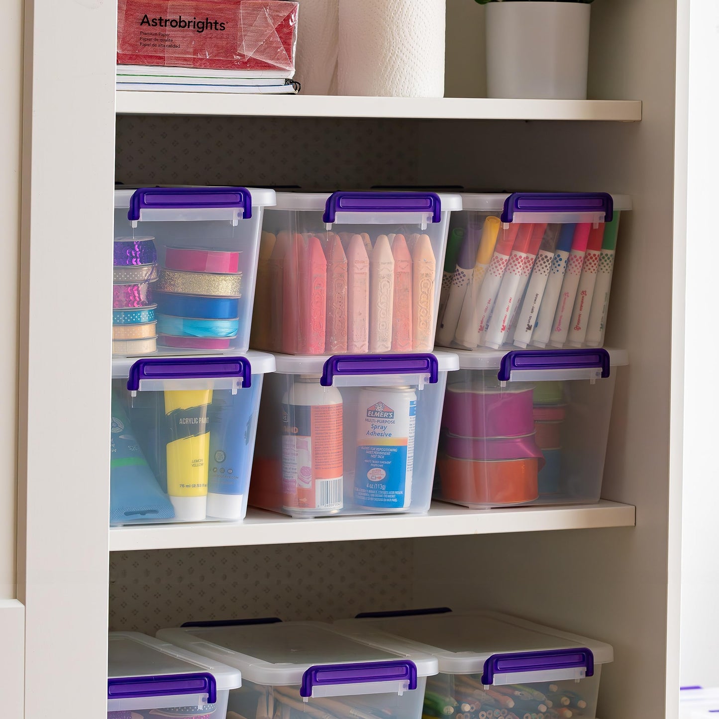 IRIS USA 5 Qt. Plastic Storage Bins with Lids, 6 Pack, Craft Storage Container, Sensory Bin, Organizing Containers for Home, Office & Art Supplies, Stackable, Clear