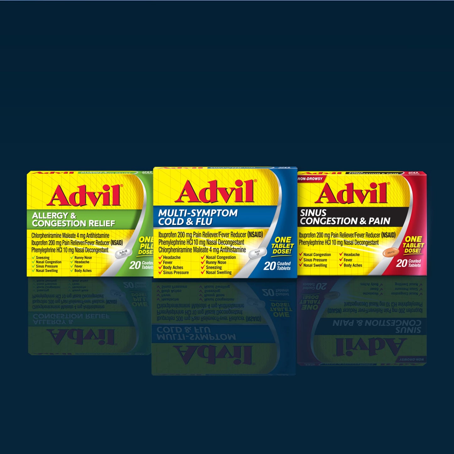 Advil Sinus Congestion and Pain, Sinus Relief Medicine, Pain Reliever and Fever Reducer with Ibuprofen and Phenylephrine HCl - 50 Coated Tablets