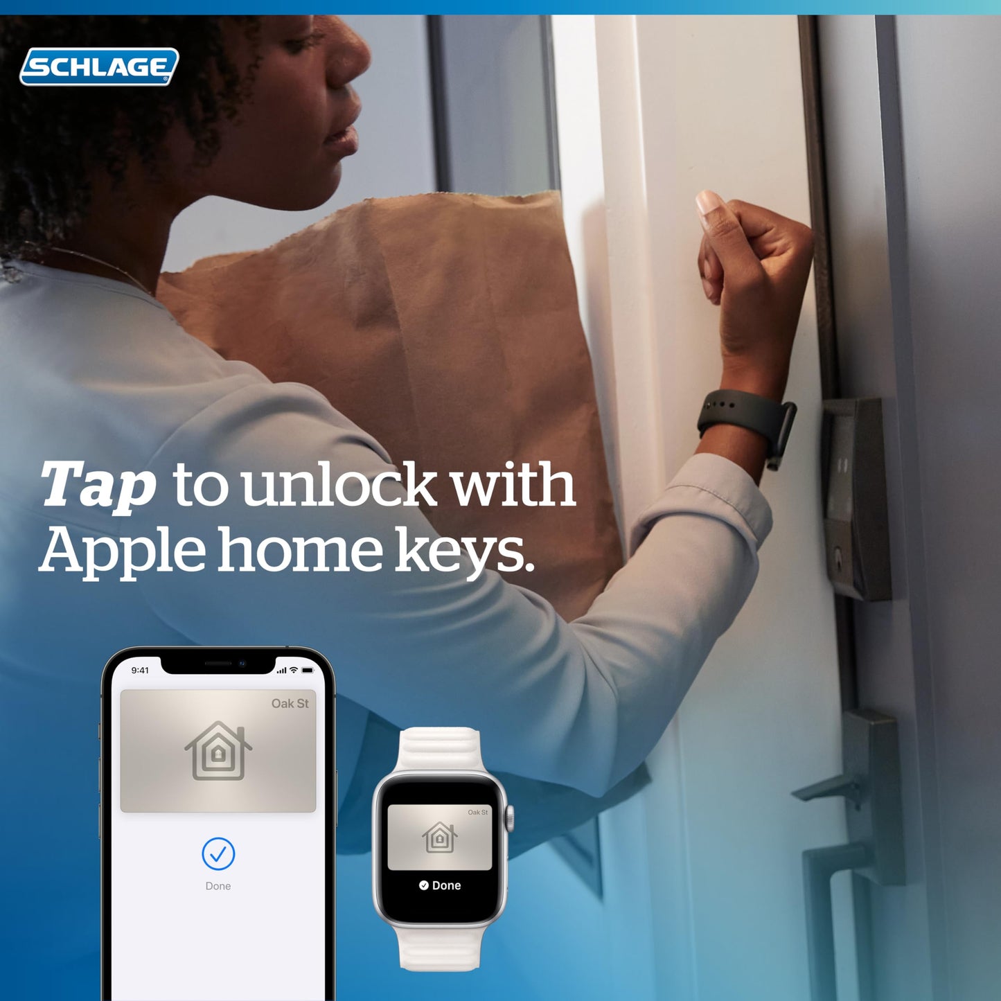 Schlage Encode Plus Smart Wi-Fi Lock for Front Door, Keyless Entry Deadbolt, Unlock with Apple Watch, Built-in WiFi and App Control, Easy Install, Alexa & Apple HomeKit Compatible, Matte Black