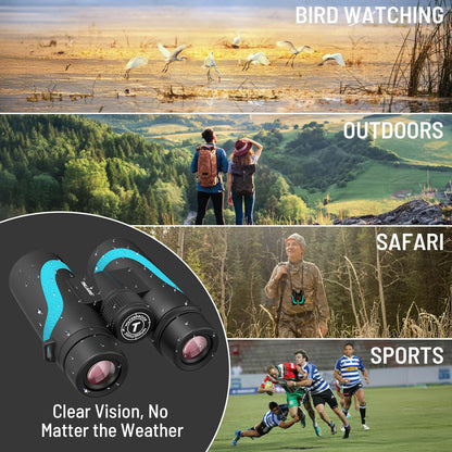 Tinllaans 15x55 HD Binoculars for Adults, High Powered, Large View, BAK4 Prism, Waterproof, Lightweight for Bird Watching, Hiking, Travel, Cruise Trip with Phone Adapter (Blue)