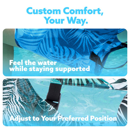 Sloosh Pool Floats Adult, 2 Packs Inflatable Pool Lounge Chairs,Blow up Hammock Pool Noodles Floats for Adults,Floating Water Chair for Pool Party Lake River Water Fun(Tropical Leaves-Green,Blue)