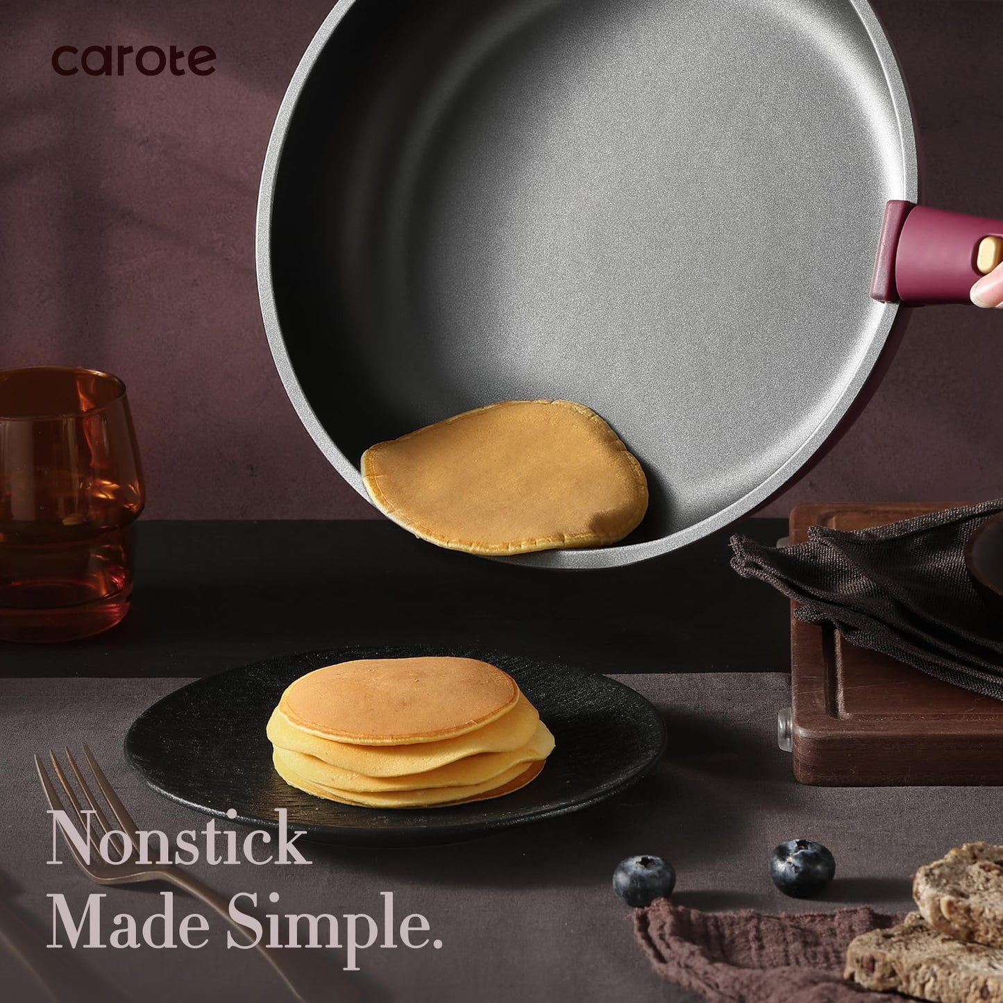 CAROTE 19pcs Pots and Pans Set, Nonstick Cookware Set Detachable Handle, Induction Kitchen Cookware Sets Non Stick with Removable Handle, RV Cookware Set, Gold and Purple