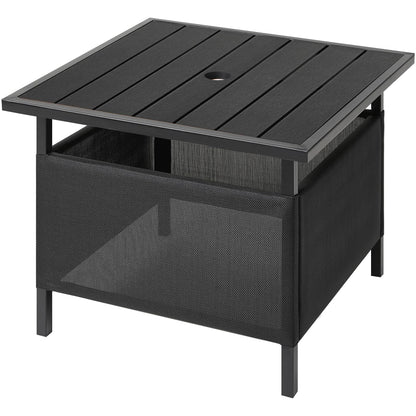 LZRS Adirondack Square Side Table with Umbrella Hole, Pool Composite Patio Table,HDPE End Tables for Backyard,Pool, Indoor Companion, Easy Maintenance & Weather Resistant(Black)