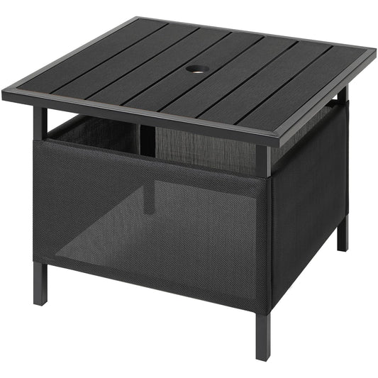 LZRS Adirondack Square Side Table with Umbrella Hole, Pool Composite Patio Table,HDPE End Tables for Backyard,Pool, Indoor Companion, Easy Maintenance & Weather Resistant(Black)
