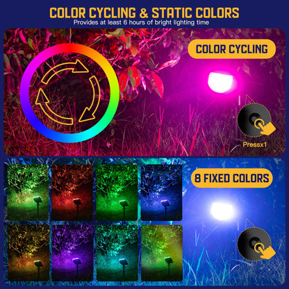 Kyosho Solar Color Spot Lights Outdoor, 9 Lighting Modes Halloween Christmas Lights, 38 LEDs Color Changing Waterproof RGBW Multicolor Tree Pool Solar Spotlight, 2 Pack