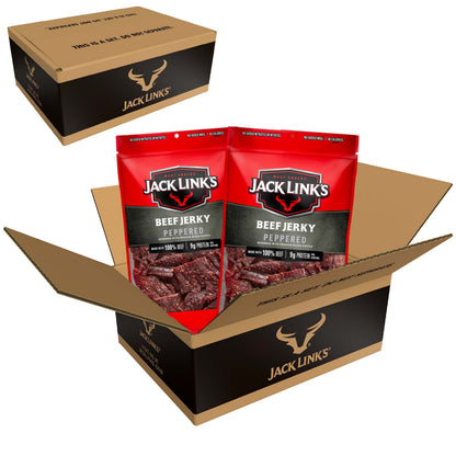 Jack Link's Beef Jerky, Peppered, Large Jerky Bags – Flavorful Meat Snacks, Ready to Eat Protein Snacks with 9g of Protein, Made with 100% Beef, Keto, Paleo & Carnivore Diet Ready – 9 Oz. (Pack of 2)