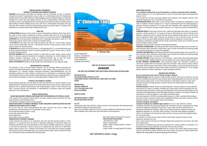 Chlorine Tablets 3 inch 25 Pounds, TABIT Swimming Pool Long Lasting Chlorinating Tablets, Slow Dissolving, Tri-Chlor for Swim Pool, Hot Tubs, Spa