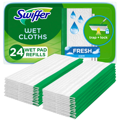 Swiffer Sweeper Wet Mopping Cloths, Mops for Floor Cleaning, Open-Window Fresh, 24 Count