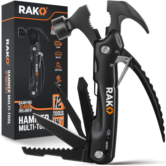 RAK Hammer Multitool BirthdayGifts for Men - Cool Unique Gifts Who Have Everything - Compact DIY Survival Multi Tool - Backpacking & Camping Accessories - Gadget Gifts