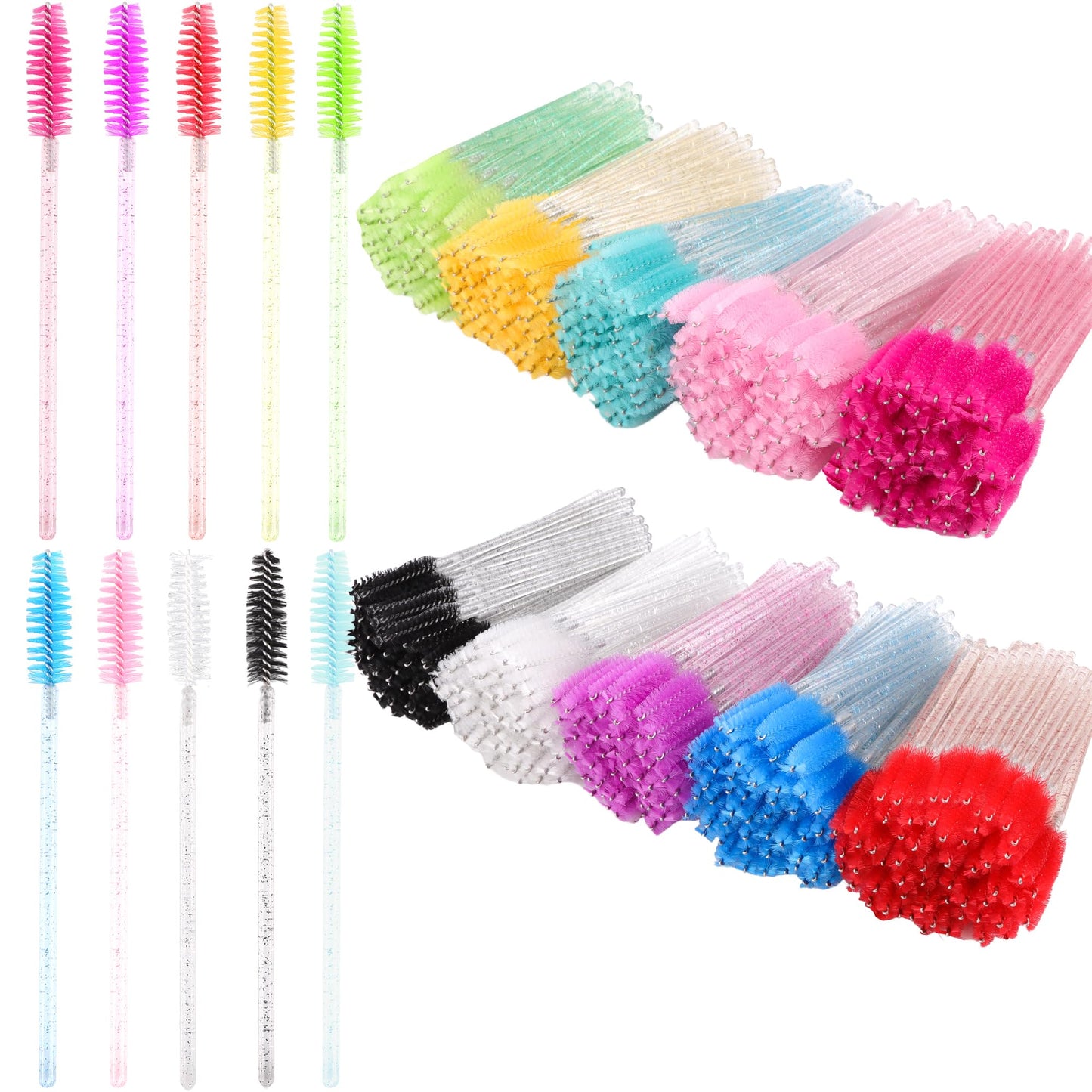 Exacoo 500pcs Eyebrow Brush Lash Spoolies for Eyelash Extensions Eyelash Brush Comb Disposable Mascara Wands Eye Lash Brush Eyebrow Spoolie