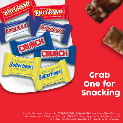 Butterfinger, CRUNCH, Baby Ruth, 100 Grand Minis, Assorted Candy Bars, Great for Sharing, Bulk 135 Count Pack, 55.3 oz