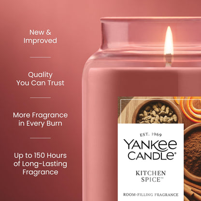 Yankee Candle Kitchen Spice, Holiday Scented Candle, 22oz Large Jar with up to 150 Hour Burn Time, Giftable