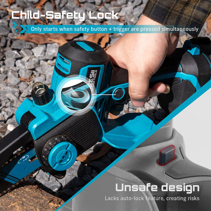 SEESII 8-Inch Cordless Mini Chainsaw, 2026 Upgraded Brushless Motor, Electric Chainsaw with 2×4000mAh Batteries, Tool-Free Chain Tension & Auto-Oiler, Handheld Tree Saw for Efficient Cutting
