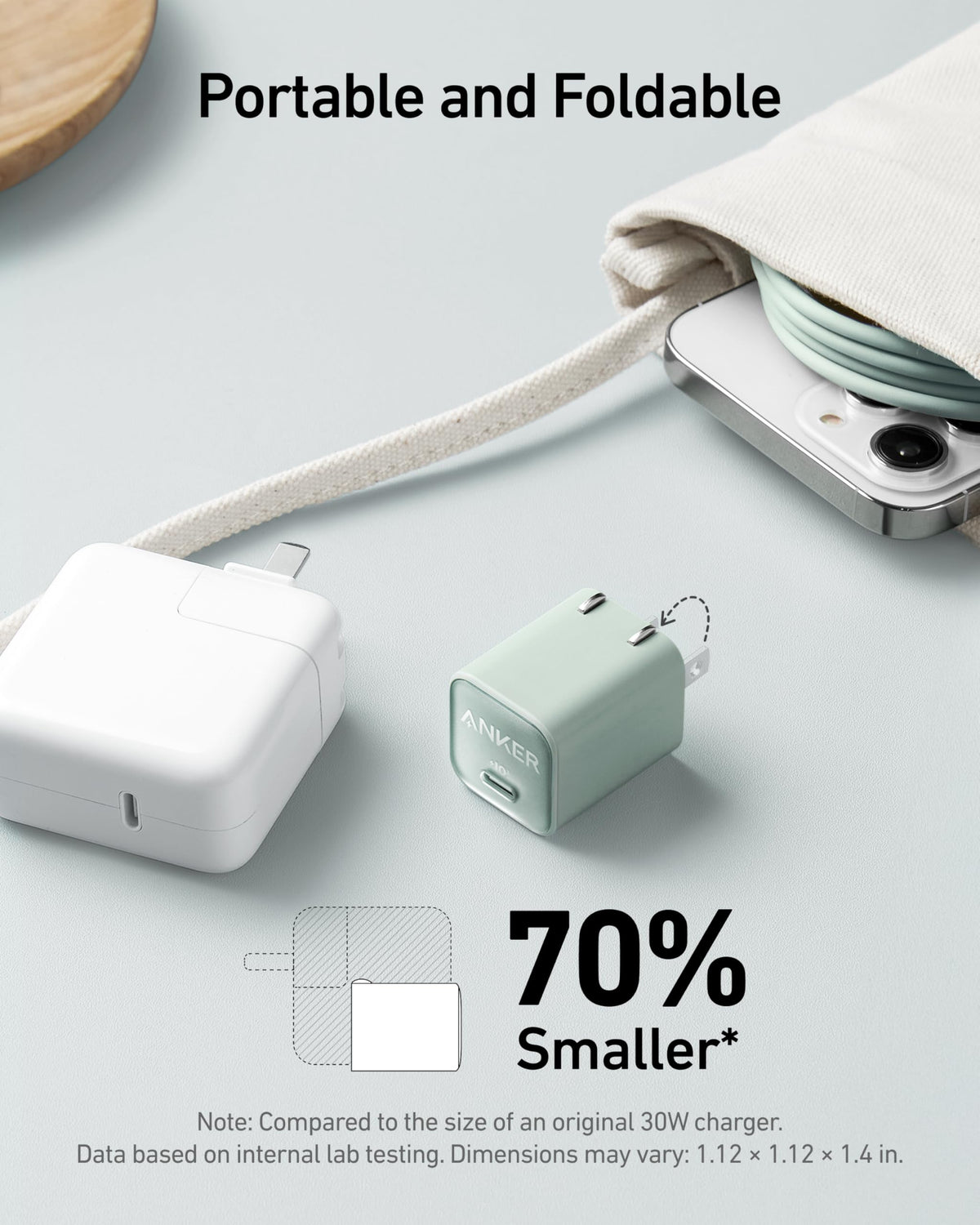 Anker Nano Charger, USB C GaN Charger 30W, PIQ 3.0 Foldable PPS Fast Charger for iPhone 16/15 and More Series, Galaxy, iPad, Compatible with MagSafe