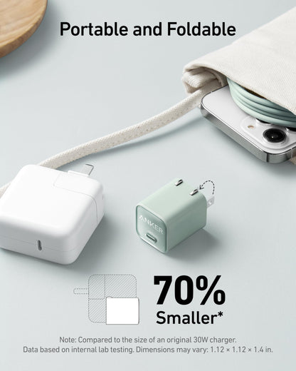 Anker Nano Charger, USB C GaN Charger 30W, PIQ 3.0 Foldable PPS Fast Charger for iPhone 16/15 and More Series, Galaxy, iPad, Compatible with MagSafe