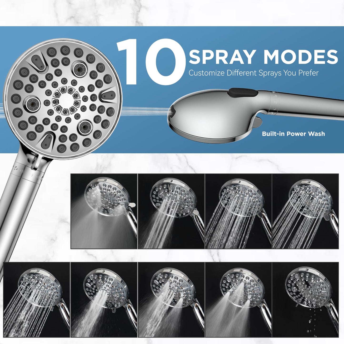 MakeFit Dual Filtered Rain Shower Head Combo, High Pressure Handheld Shower Head with Adjustable Bar - Rainfall Shower Head And Showerhead with Filter for Hard Water - Removes Chlorine