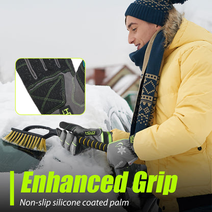 HANDLANDY Waterproof Insulated Work Gloves, 3M Thinsulate Thermal Winter Gloves for Men Women Touch Screen, Warm Ski Snowboard Cold Weather Gloves (Green-men Size, XX-Large)