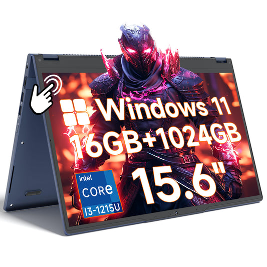 THEYETI 2 in 1 Laptop Convertible 15.6 Inch (16GB RAM, 1TB SSD), i3-1215U 6-Core Processor(Up to 4.4Ghz), FHD IPS Touch Screen Laptop Computer 360°, Bluetooth, WiFi 2.4G+5G, Webcam, USB 3.0, Type C