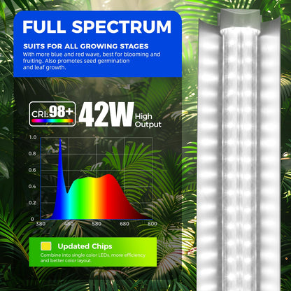 Barrina Plant Grow Light, 4FT 5000K Full Spectrum White, 252W(6 x 42W), T8 LED Grow Light, Growing Lamp Fixture, Plant Light for Indoor Plant, 6-Pack