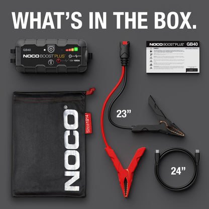NOCO Boost GB40: 1000A UltraSafe Jump Starter – 12V Lithium Battery Booster Pack, Portable Jump Box, Power Bank & Jumper Cables - for 6.0L Gas and 3.0L Diesel Engines