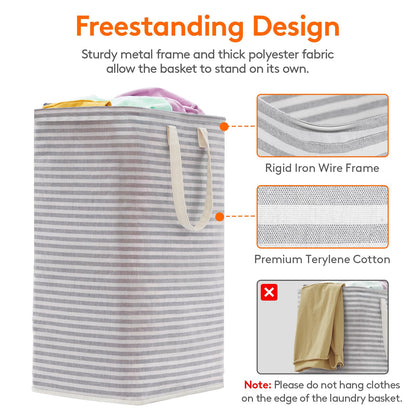 Lifewit 2 Pack Laundry Hamper Large Collapsible Laundry Baskets, Freestanding Waterproof Clothes Hamper with Easy Carry Handles in Laundry Room Bedroom Bathroom College Dorm for Adults, Grey, 2 x 80L