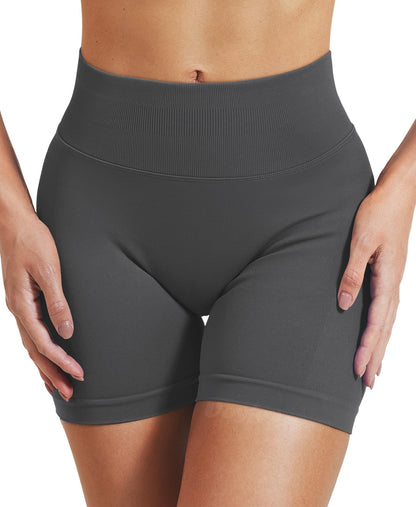 VOYJOY Women Workout Impact Shorts 3.6"/ 4.5"/ 6" Scrunch Butt Lifting Gym Seamless Booty Biker Shorts Dark Grey