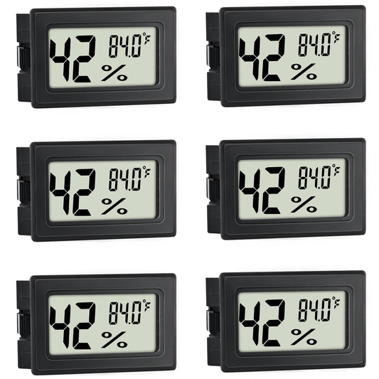 Mini Hygrometer Indoor Humidity Meter Hygrometer Thermometers 6 Pack Humidity Meters Gauge Hygrometer Mini Digital Thermometer Hygrometer with Fahrenheit (℉) for Humidors, Greenhouse, Garden, Cellar
