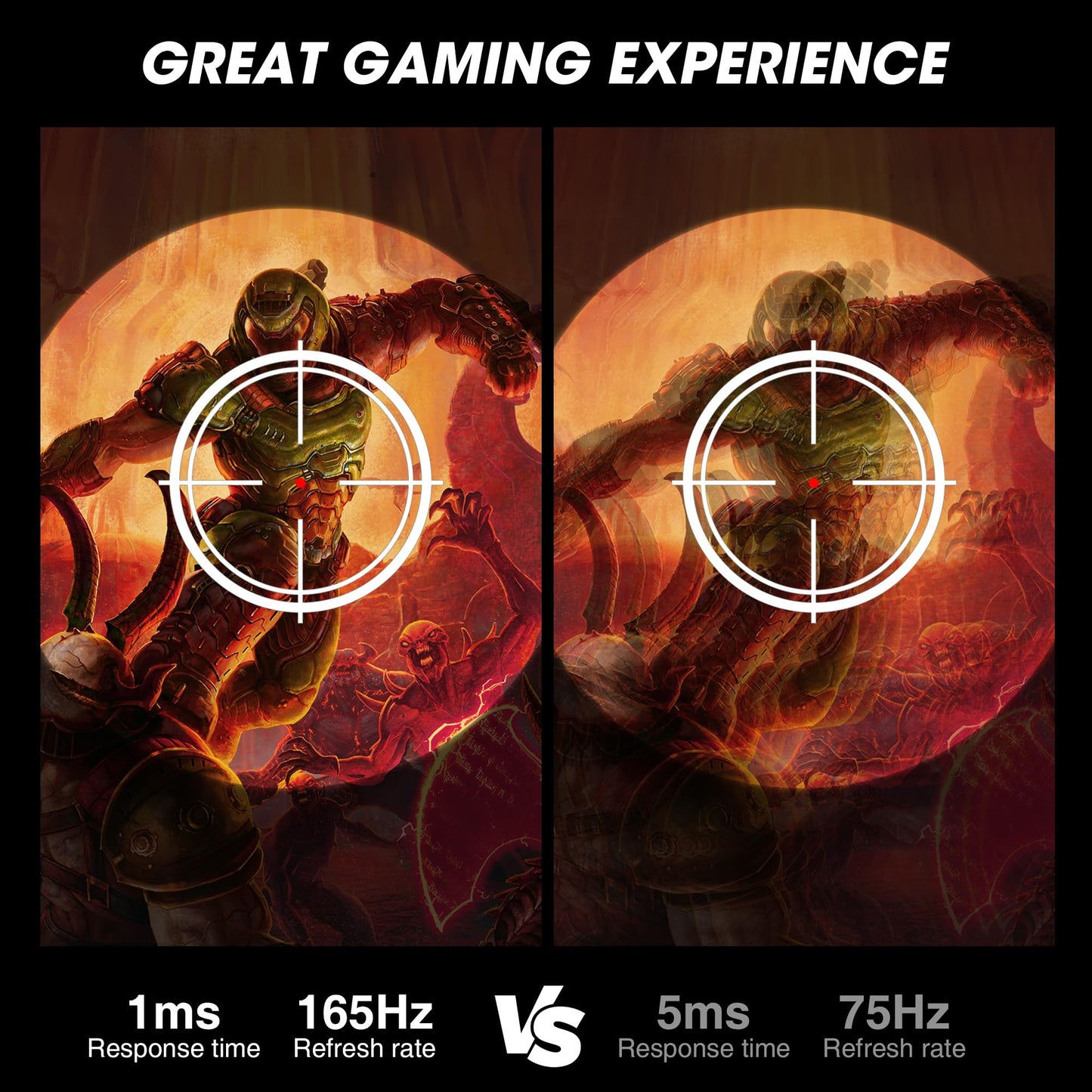 KOORUI Gaming Monitor, QHD 24" Nano IPS Monitor, 1440P 165Hz Computer Monitor, 1ms 2K PC Monitor, 100% sRGB, Adaptive Sync, Height/Tilt/Pivot Adjustment, HDMI, DisplayPort, GP01