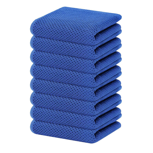 Homaxy 100% Cotton Waffle Weave Kitchen Dish Towels, Ultra Soft Absorbent Quick Drying Cleaning Towel, 13 x 28 Inches, 8-Pack, Blueberry