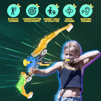 2 Pack Kids Bow and Arrow Set with Sound Effects & LED Flash Lights Achery Set, Indoor Outdoor Toys for Ages 4-8 8-12, Birthday Gifts for 3 4 5 6 7 8 9 10 11 12 Year Old Boys Girls Children, Yellow