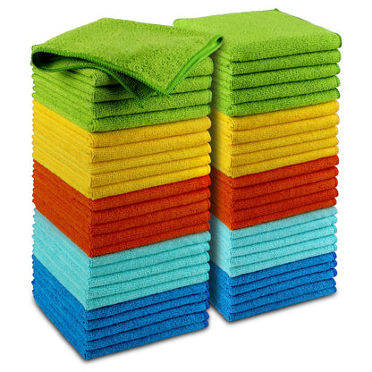AIDEA Microfiber Cleaning Cloths, 50PK, Microfiber Towels for Cars, Premium All Purpose Car Cloth, Dusting Cloth Cleaning Rags, Absorbent Towels for SUVs, House, Kitchen, Window, 12"×12"