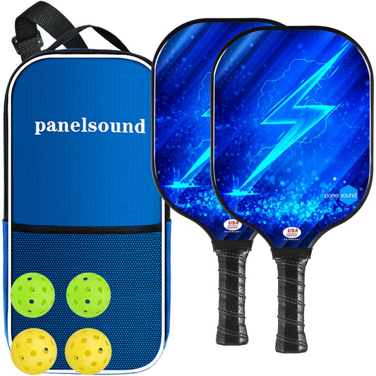 Pickleball Paddles Set of 2, USAPA Approved Fiberglass Pickleball Rackets Set Lightweight with 4 Outdoor Pickleballs & 1 Carrying Case