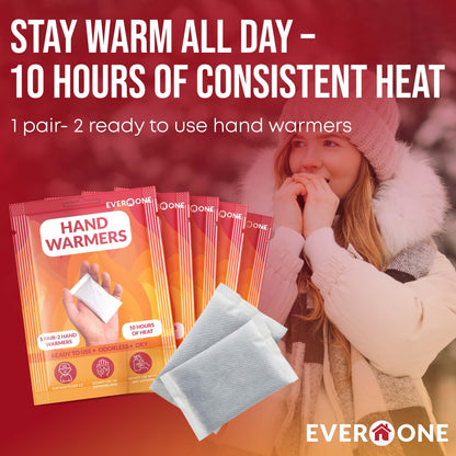 Hand Warmers - Long-Lasting, Safe, Natural, Odorless Air-Activated Warmers - Up to 10 Hours of Heat - 5 Pairs