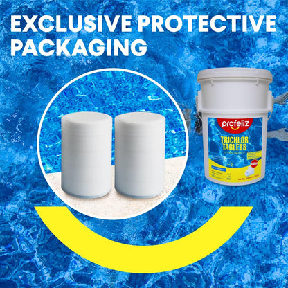 PROFELIZ Chlorine Tablets 3 Inch for Swimming Pools, Kills Bacteria and Stops Algae, Slow Dissolving,Exclusive Protective Packaging,Pool Chlorine Tablets,40lbs
