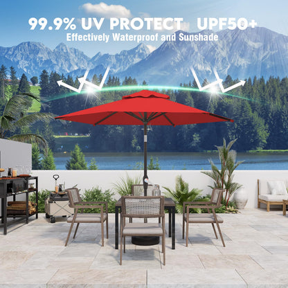 AreShark 7.5FT Patio Umbrella Table Market Umbrella w/Tilt and Crank Heavy-Duty Round Outdoor Umbrellas for Garden, Deck, Backyard, Pool and Beach, Red