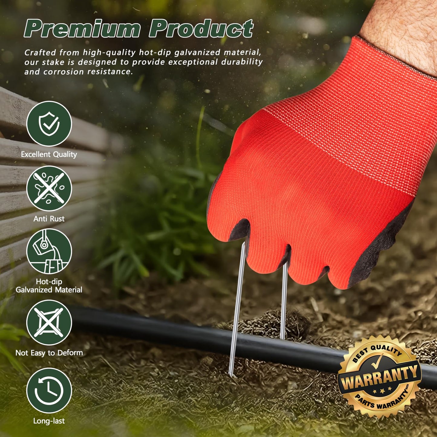 FEED GARDEN 6 Inch 50 Pack Hot-dip Galvanized Landscape Staples Plant Cover Stakes 11 Gauge Tent Stakes Garden Stakes Landscaping Fabric SOD Pins Yard Stakes for Decoration Weed Barrier Fabric