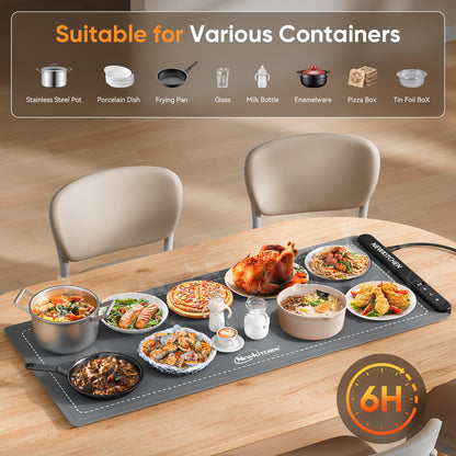 NEWKITCHEN Warming Mat for Food, (XXL 36"x16") Food Warming Mat for Countertop Upgrade Graphene Fast Full Surface Heating -Versatile Food Warmer for Gatherings, Parties, Everyday Use