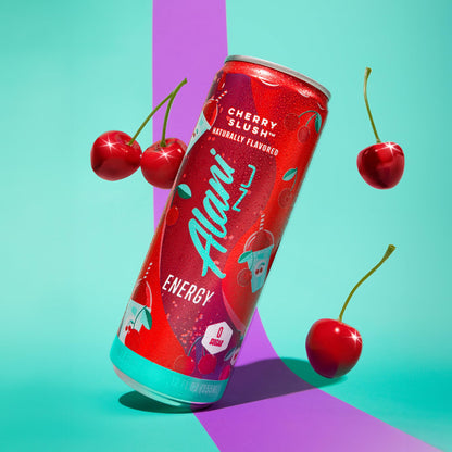 Alani Nu CHERRY SLUSH, Sugar Free, Low Calorie Energy Drinks, 200mg Caffeine, Biotin, B Vitamins, Zero Sugar, 10 Calories, 12 Fl Oz Cans, 24 Pack