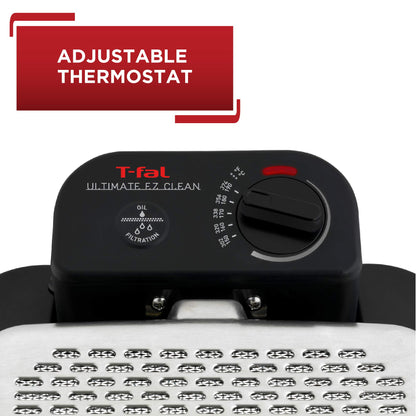 T-fal 3.5L Stainless Steel Deep Fryer with Basket for Home Use, 1700W, Deep Fryer with Oil Filtration, Temp Control, Digital Timer