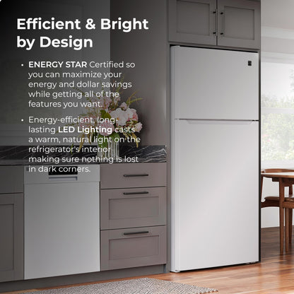 Kenmore 33 in. 20.5 cu. ft. Capacity Refrigerator/Freezer with Full-Width Adjustable Glass Shelving, Humidity Control Crispers, ENERGY STAR Certified, White