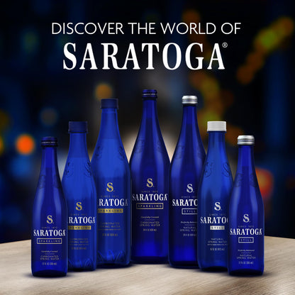 Saratoga Sparkling Water Bottles, 12-Pack - Carbonated Spring Bottled Water with Naturally Occurring Minerals & Electrolytes - Recycled PET Plastic Bottles - 28 Fl Oz