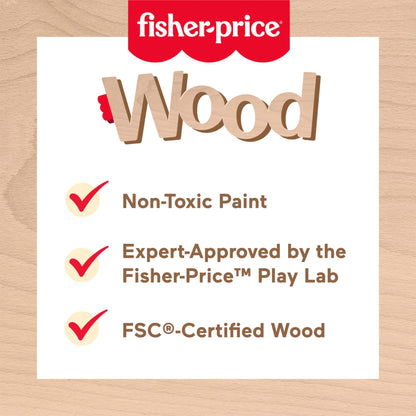 Fisher-Price Wood Toddler Toy Ice Cream Truck Shape Sorter Set, 9 Wooden Pieces for Developmental Play Kids Ages 18+ Months (Amazon Exclusive)