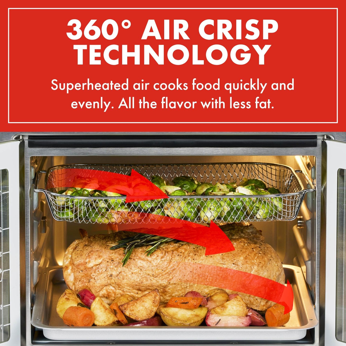 Emeril Lagasse Extra Large French Door Air Fryer Toaster Oven Combo, 24 Cooking Functions and Digital Controls, 7 Accessories Included, Stainless Steel Finish, 26QT Capacity