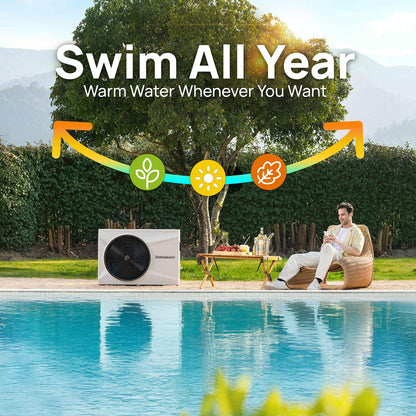 Aquastrong Inverter Swimming Pool Heat Pump, 100,000 BTU 26,000 Gallons Electric Pool Heater for Above Ground and Inground Pool, WiFi Capable Timer, Heating and Cooling Pool Heater 220V
