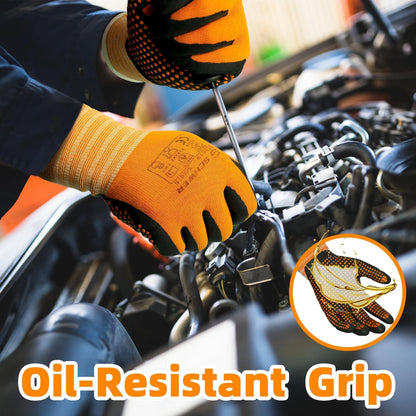 Schwer 3/6/12 Pairs Safety Work Gloves MicroFoam Nitrile Coated, Level 4 Abrasion Resistant Gardening Gloves with MicroDot Grip, Touchscreen, General Purpose A1 Cut Resistant Working Glove, LT5619, L