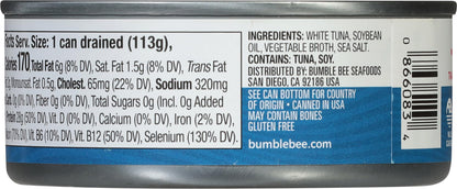 Bumble Bee Solid White Albacore Tuna in Oil, 5 oz Can (Pack of 24) - Wild Caught Tuna - 28g Protein per Serving, High in Omega-3s - Non-GMO Project Verified, Gluten Free, Kosher
