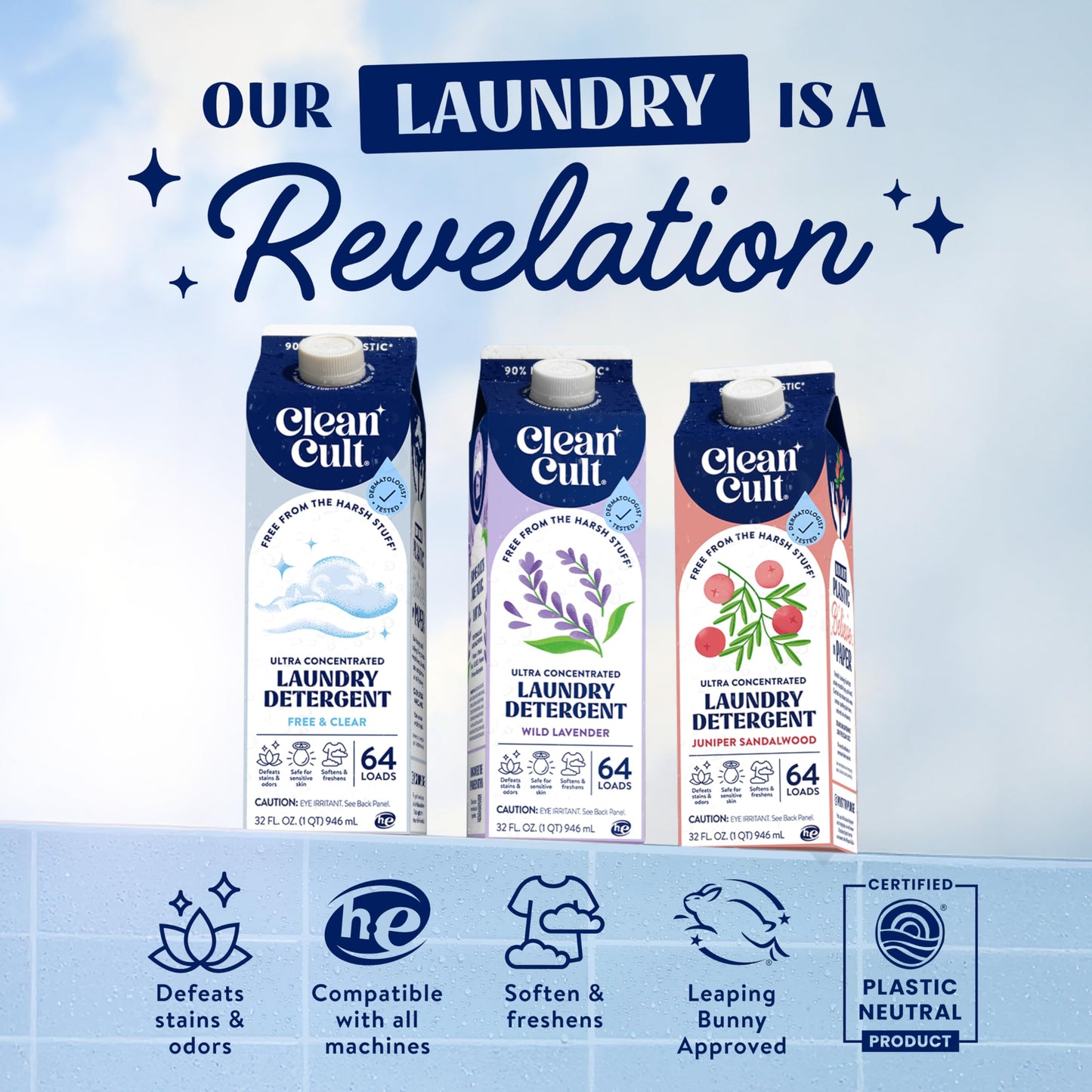 Ultra Concentrated Liquid Laundry Detergent Soap, 192 loads (96 oz), Long Lasting Scent, 90% Less Plastic, No Harsh Chemicals, Juniper Sandalwood, Defeats Stains & Odors, HE/Standard Compatible
