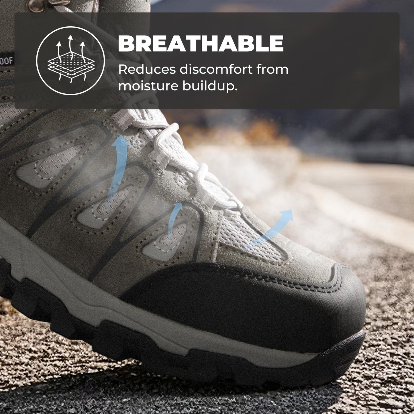 NORTIV 8 Women's Waterproof Hiking Boots Outdoor Trekking Camping Trail Hiking Boots Size 9.5 M US SNHB211W, LIGHT GREY